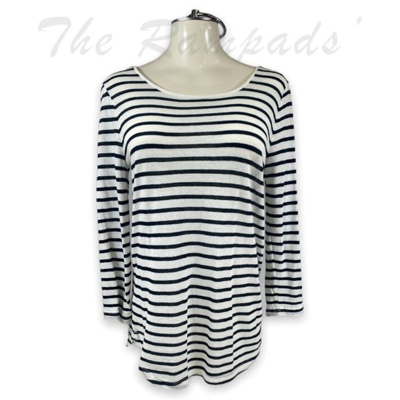 NWT Ann Taylor Black and White Long-sleeve Top Size Medium - Picture 1 of 7